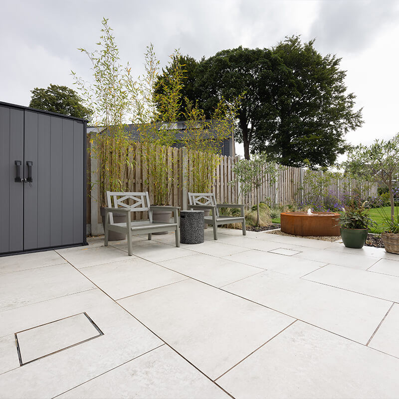 Non-slip porcelain tiles for outdoor use, ideal for preventing slips in wet conditions.