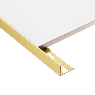 8mm Ochre Gold Brushed Square Edge Tile Trim 2.4m
