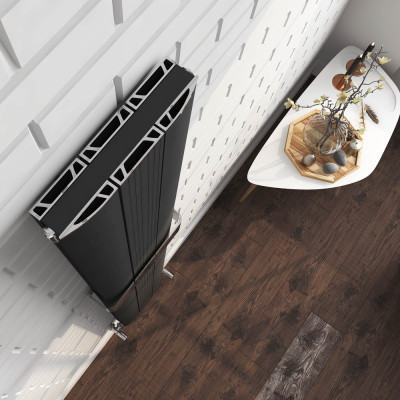 Jupiter Heated Towel Rail (Vertical Designer) - Black 1800x280mm