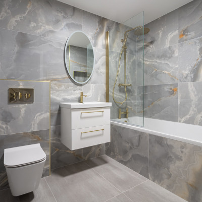 Onyx Azul Marble-Effect Gloss Porcelain Tile 120x60cm