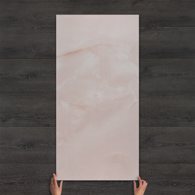 Onyx Soft Pink Marble-Effect Gloss Porcelain Tile 120x60cm