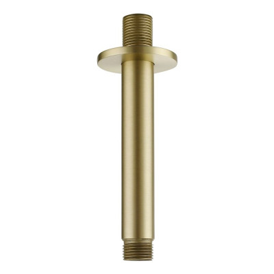 Round Brushed Brass Ceiling Shower Arm 12cm