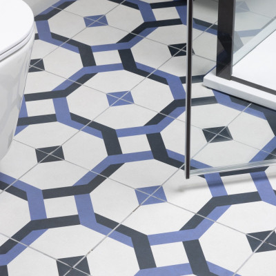 Nantes Blue Pattern Matt Porcelain Tile 33.3x33.3cm