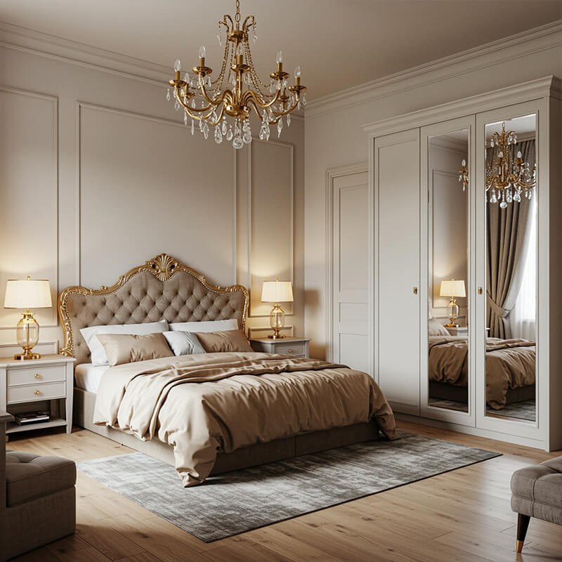Minimalist bedroom with dark laminate flooring, proving a sleek alternative to carpet.