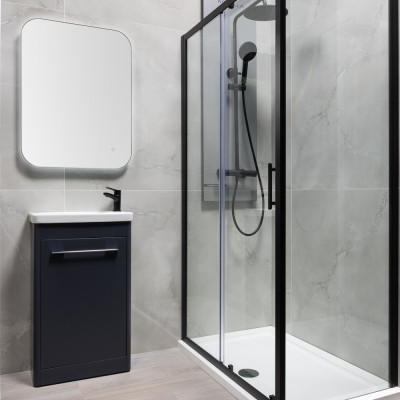 Versillia Smoke Marble-Effect Gloss Porcelain Tile 100x100cm