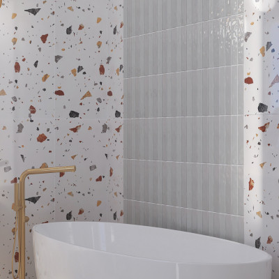 Downtown Cielo Gloss Ceramic Wall Tile 25x5cm