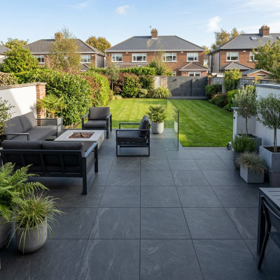 Outdoor Earth Nero Marble-Effect Matt Porcelain Tile 60x60cm