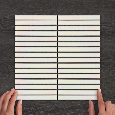 Iridescent Long Stripes Gloss Porcelain Mosaic 29.6x30cm