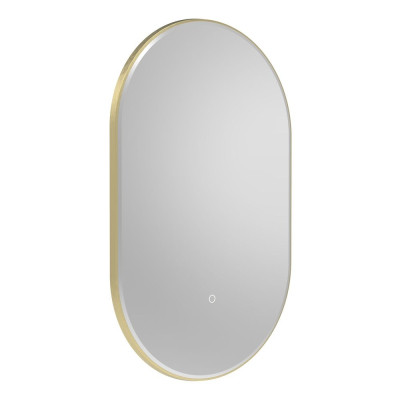Oxygen Brushed Brass Illuminated Pill Mirror 50x80cm