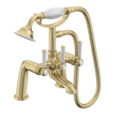 Lansdown Deck Mounted Bath Shower Mixer - Brushed Brass