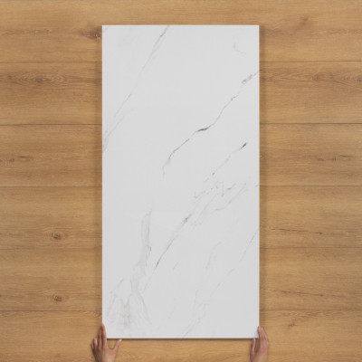 Roman Statuario Marble-Effect Gloss Porcelain Tile 120x60cm