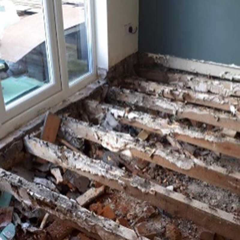 Structural kitchen damaged by water leak