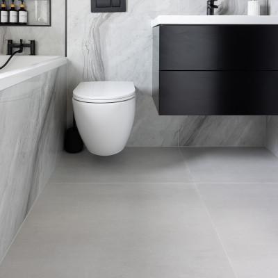 Arena White Concrete-Effect Matt Porcelain Tile 100x100cm