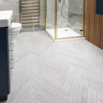 Yosemite Wood-Effect Gris Placket Matt Porcelain Tile 44x8cm