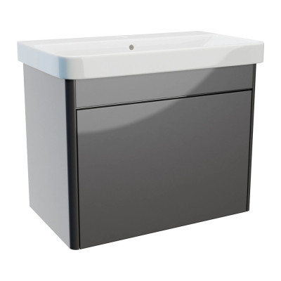 Perra Wall Hung Vanity Unit (Single Drawer) - Anthracite 610mm