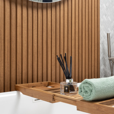 18mm Woodlux Wooden Wall Panel Teak 275x12cm