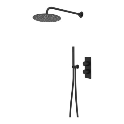 "Quantum Shower System/Column (with Handset, Holder and Overhead Shower) - Matt Black"