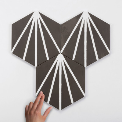 Lilypad Hexagon Negro Matt Porcelain Tile 23x20cm