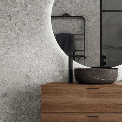 Cippo Silver Terrazzo-Effect Matt Porcelain Tile 60x60cm