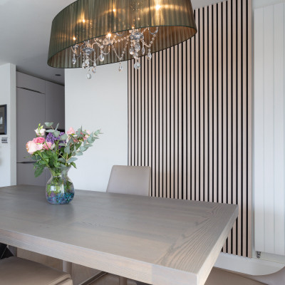 21mm Acoustic Black Felt Wall Panel Cool Oak 240x60cm