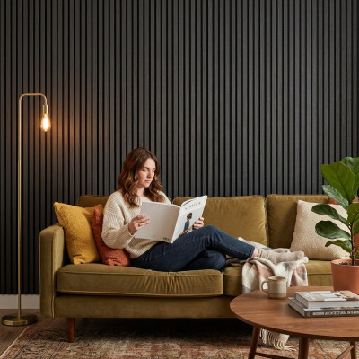 21mm Acoustic Black Felt Wall Panel Charcoal 240x60cm