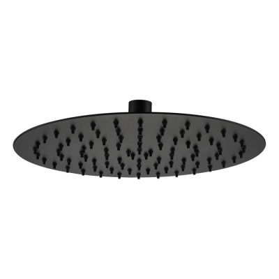 Round Matt Black Ultra Slim Shower Head 25cm