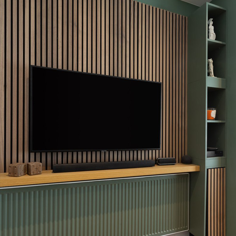 Upgrade your space with noise-reducing acoustic wall panels for a more relaxing atmosphere. That's a great idea for wall panels.
