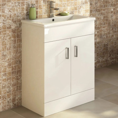 Plazza 50cm Floor-Standing Vanity Unit Gloss White