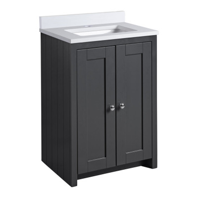 Lansdown Floor Standing Countertop Vanity Unit - Matt Black 600mm