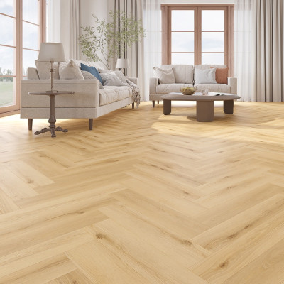 Laminate Flooring - 12mm Milano Herringbone 4V AC5 Rosso Oak 60x10cm