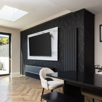 18mm Slat Wall Panel Black Marble 290x17cm