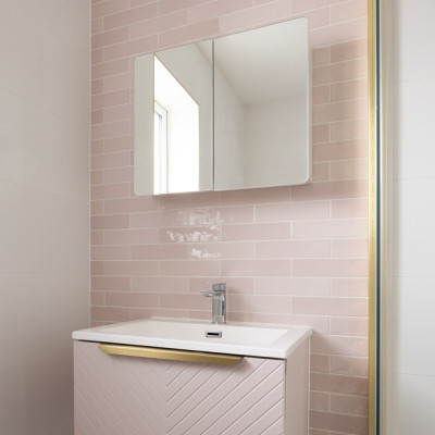 Downtown Rosa Gloss Ceramic Wall Tile 25x5cm