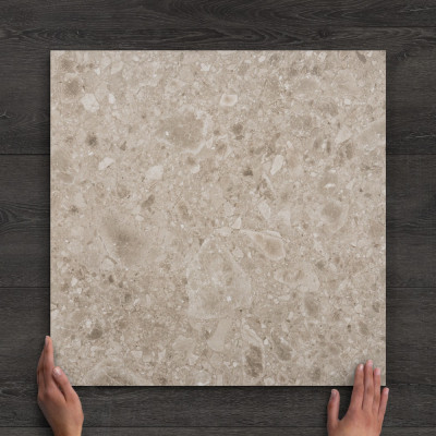 Cippo Taupe Terrazzo-Effect Matt Porcelain Tile 60x60cm