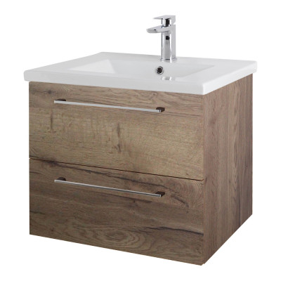 Cesena Wall Hung Vanity Unit - Tobacco Oak 600mm