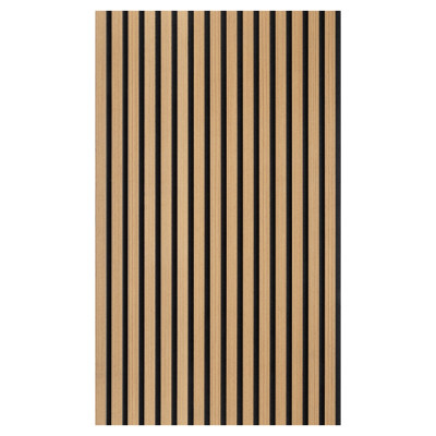 21mm Acoustic Black Felt Wall Panel Warm Oak 240x60cm