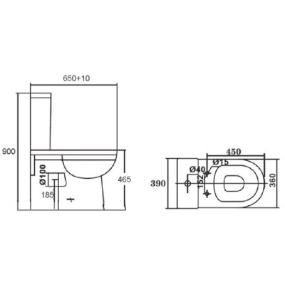 "Kovera Close Coupled WC (Comfort Height, Fully Enclosed, Pan & Seat & Cover Combined) - White"