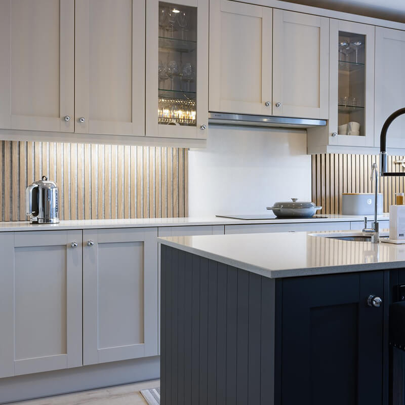 PVC wall panelling in kitchen featuring a clean, minimal design
