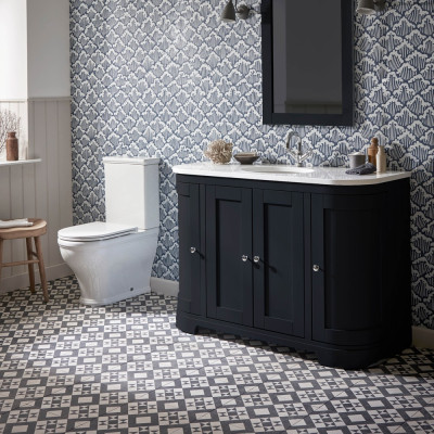 Lansdown Curved Floor Standing Countertop Vanity Unit - Matt Black 1200mm