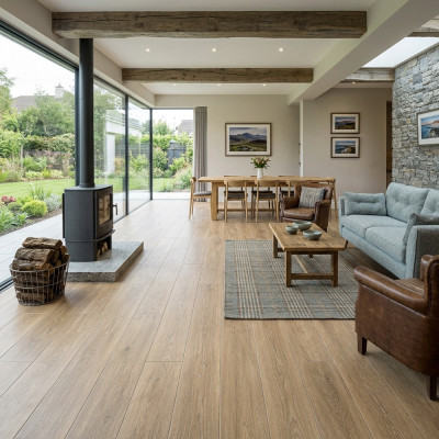 Kael Natural Wood-Effect Matt Porcelain Tile 120x23cm