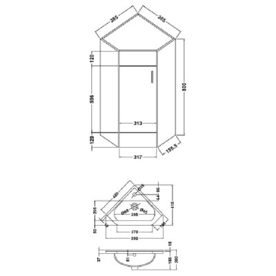 Ardent Corner Vanity Unit (with Basin) - White