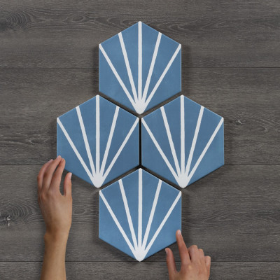 Lilypad Hexagon Azul Matt Porcelain Tile 23x20cm