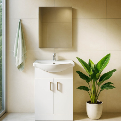 Ardent Floor Standing Vanity Unit - White 550mm