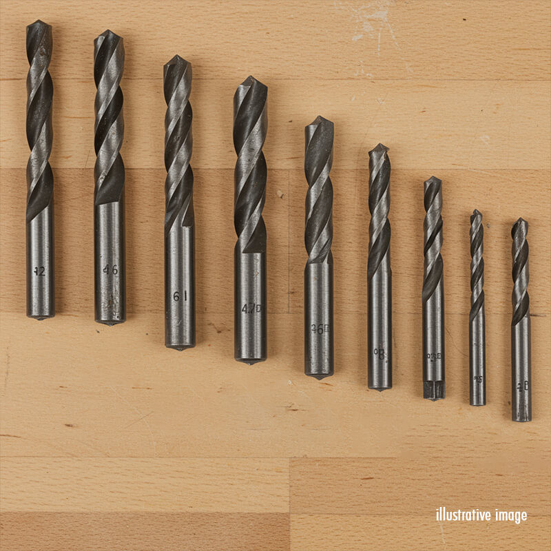 Display of various sizes of professional diamond drill bits for cutting porcelain and ceramic tiles, ranging from small to large