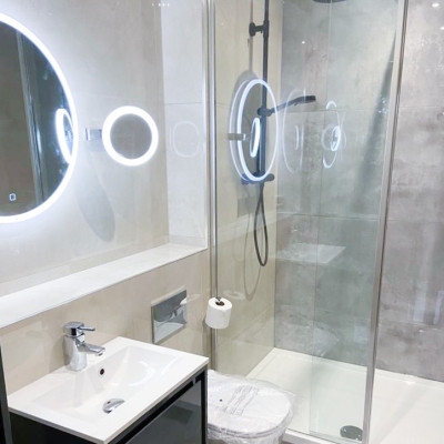 Arkana Crema Concrete-Effect Polished Porcelain Tile 120x60cm