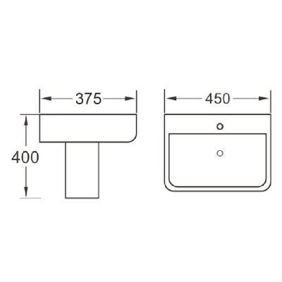"Brooklyn Basin (1 Tap Hole, Slim) - White 450mm"