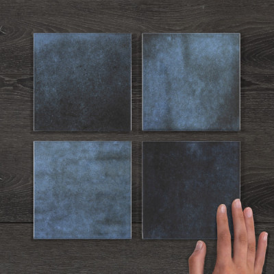 Earth Atlantic Concrete-Effect Gloss Ceramic 15x15cm