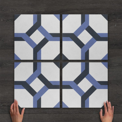 Nantes Blue Pattern Matt Porcelain Tile 33.3x33.3cm