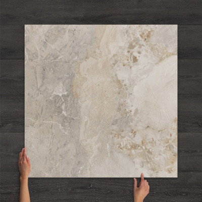 Tavos Beige Marble-Effect Matt Porcelain Tile 100x100cm