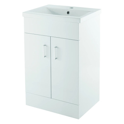 Plazza 50cm Floor-Standing Vanity Unit Gloss White