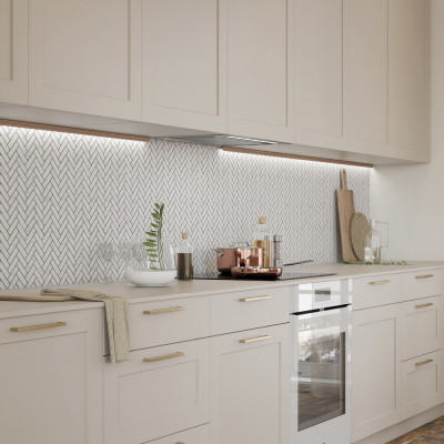 Carrara Herringbone Porcelain Mosaic 27.5x31cm